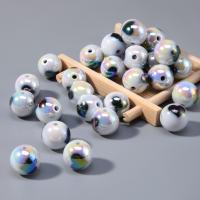 Perle acrylique, Rond, DIY, multicolore, 15x15mm, Trou:Environ 3mm, 10PC/sac, Vendu par sac