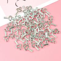 Tibetan Style Key Pendants, plated, DIY, silver color, nickel, lead & cadmium free, 9x18mm, Hole:Approx 2mm, 200PCs/Bag, Sold By Bag