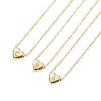 Titanium Steel Necklace with 2inch extender chain Heart real gold plated oval chain & with letter pattern & for woman Length Approx 15.7 Inch Sold By PC