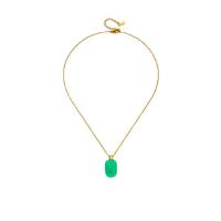Green Aventurine Necklace, with Titanium Steel, Geometrical Pattern, Vacuum Ion Plating, fashion jewelry & Unisex, more colors for choice, 14x20x6mm, Length:Approx 17.7 Inch, Sold By PC
