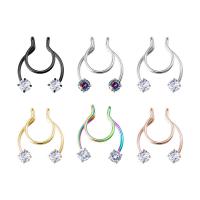 Titanium Čelik Nose Piercing Nakit, modni nakit & bez spolne razlike & micro utrti kubni cirkonij, više boja za izbor, 15x18mm, Prodano By PC