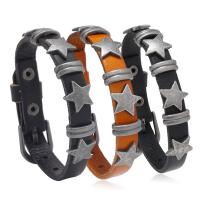 Cowhide Bracelet with Zinc Alloy Star vintage & Unisex Length Approx 10 Inch Sold By PC