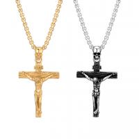 Acier titane collier, Crucifix, bijoux de mode & pour homme, plus de couleurs à choisir, 29x48.20mm, Longueur:Environ 23.6 pouce, Vendu par PC