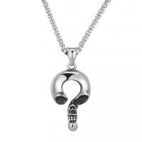 Titanium Steel Necklace Skull antique silver color plated fashion jewelry & for man Length Approx 23.6 Inch Sold By PC