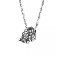Titanium Steel Necklace Pig antique silver color plated fashion jewelry & for man Length Approx 23.6 Inch Sold By PC