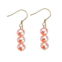 Freshwater Pearl Earrings with Brass fashion jewelry & for woman Sold By Pair