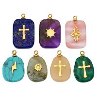 Gemstone Pendants Jewelry, with 304 Stainless Steel, Vacuum Ion Plating, fashion jewelry & DIY & different styles for choice & for woman, more colors for choice, 5PCs/Bag, Sold By Bag