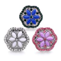 Zinc Alloy Snap Button Bracelet Clasp with Plastic Flower platinum color plated fashion jewelry & DIY & with rhinestone nickel lead & cadmium free Sold By PC