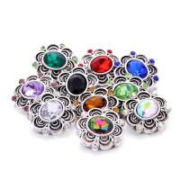 Zinek Chunk Button Náramek zavírací, Květina, starožitné barva postříbřená, módní šperky & DIY & s drahokamu, více barev na výběr, nikl, olovo a kadmium zdarma, 20x20mm, Prodáno By PC