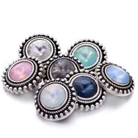 Tibetan Style Snap Button Bracelet Clasp, Round, antique silver color plated, fashion jewelry & DIY & with rhinestone, more colors for choice, nickel, lead & cadmium free, 19x19mm, Sold By PC