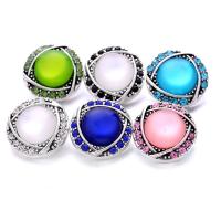 Tibetan Style Snap Button Bracelet Clasp, with Plastic, Round, antique silver color plated, fashion jewelry & DIY & with rhinestone, more colors for choice, nickel, lead & cadmium free, 19x19mm, Sold By PC