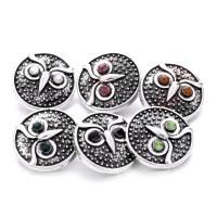 Zinc Alloy Snap Button Bracelet Clasp Owl antique silver color plated fashion jewelry & DIY & with rhinestone nickel lead & cadmium free Sold By PC