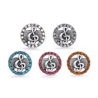 Tibetan Style Snap Button Bracelet Clasp, Round, antique silver color plated, fashion jewelry & DIY & with rhinestone, more colors for choice, nickel, lead & cadmium free, 21x21mm, Sold By PC