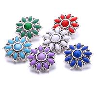 Tibetan Style Snap Button Bracelet Clasp, with Plastic, Flower, antique silver color plated, fashion jewelry & DIY, more colors for choice, nickel, lead & cadmium free, 22x22mm, Sold By PC