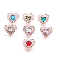 Zinc Alloy Snap Button Bracelet Clasp Heart rose gold color plated fashion jewelry & DIY & with rhinestone nickel lead & cadmium free Sold By PC