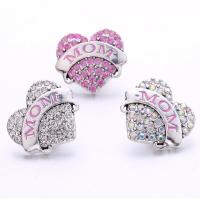 Zinc Alloy Snap Button Bracelet Clasp Heart antique silver color plated fashion jewelry & DIY & enamel & with rhinestone nickel lead & cadmium free Sold By PC