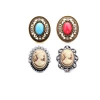 Zinc Alloy Snap Button Bracelet Clasp with Resin & Plastic Oval plated fashion jewelry & DIY & with rhinestone & hollow nickel lead & cadmium free Sold By PC