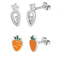 Stainless Steel Stud Earrings 316L Stainless Steel Carrot Vacuum Ion Plating fashion jewelry & for woman & enamel & hollow 10mm Sold By Pair