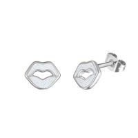 Stainless Steel Stud Earrings 316L Stainless Steel Lip Vacuum Ion Plating fashion jewelry & for woman & enamel & hollow 10mm Sold By Pair