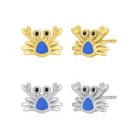 Stainless Steel Stud Earrings, 316L Stainless Steel, Crab, Vacuum Ion Plating, fashion jewelry & for woman & enamel, more colors for choice, 10mm, Sold By Pair