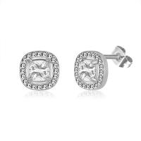 Stainless Steel Stud Earrings 316L Stainless Steel with Cubic Zirconia Square Vacuum Ion Plating fashion jewelry & for woman 10mm Sold By Pair
