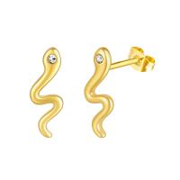 Stainless Steel Stud Earrings, 316L Stainless Steel, Snake, Vacuum Ion Plating, fashion jewelry & for woman & with rhinestone, more colors for choice, 10mm, Sold By Pair