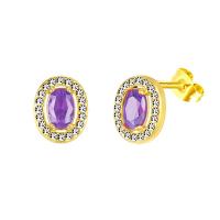 Stainless Steel Stud Earrings, 316L Stainless Steel, with Opal, Oval, Vacuum Ion Plating, fashion jewelry & for woman & with rhinestone, more colors for choice, 10mm, Sold By Pair