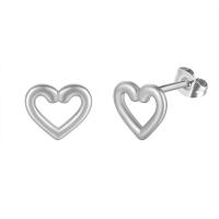 Stainless Steel Stud Earrings, 316L Stainless Steel, Heart, Vacuum Ion Plating, fashion jewelry & for woman & hollow, more colors for choice, 10mm, Sold By Pair
