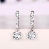 Brass Drop Earring, fashion jewelry & micro pave cubic zirconia & for woman, more colors for choice, nickel, lead & cadmium free, 5x19.50mm, Sold By Pair