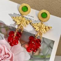 Zinc Alloy Drop Earrings with Crystal Grape fashion jewelry & for woman nickel lead & cadmium free 90mm Sold By Pair