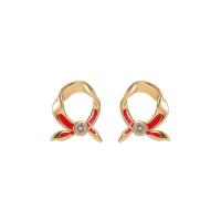 Brass Stud Earring gold color plated & for woman & enamel nickel lead & cadmium free Sold By Pair