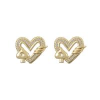 Cubic Zirconia Micro Pave Brass Earring, gold color plated, Different Shape for Choice & micro pave cubic zirconia & for woman, golden, nickel, lead & cadmium free, Sold By Pair