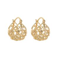 Brass Drop Earring gold color plated & for woman & hollow golden nickel lead & cadmium free Sold By Pair