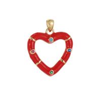 Cubic Zirconia Micro Pave Brass Pendant, Heart, gold color plated, DIY & micro pave cubic zirconia & enamel & hollow, more colors for choice, nickel, lead & cadmium free, 20x21.50mm, Sold By PC