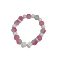 Brass Bracelet & Bangle, with Lighter Imperial Jade & White Agate, plated, fashion jewelry, pink, nickel, lead & cadmium free, 8mm, Length:17 cm, Sold By PC