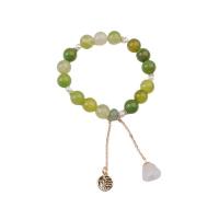 Brass Bracelet & Bangle, with Green Agate, plated, fashion jewelry, green, nickel, lead & cadmium free, 10mm, Length:17 cm, Sold By PC