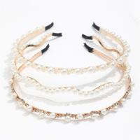 Hair Bands Iron with Plastic Pearl fashion jewelry & with rhinestone white Sold By Bag