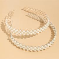 Hair Bands, Iron, with Plastic Pearl, fashion jewelry, white, 130x380mm, 2PCs/Bag, Sold By Bag