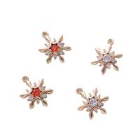 Cubic Zirconia Brass Pendants Snowflake plated DIY & with rhinestone nickel lead & cadmium free Sold By PC
