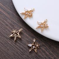 Cubic Zirconia Micro Pave Brass Pendant, Star, plated, DIY & micro pave cubic zirconia, gold, nickel, lead & cadmium free, 20x16mm, Sold By PC