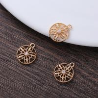 Cubic Zirconia Micro Pave Brass Pendant Round plated DIY & micro pave cubic zirconia gold nickel lead & cadmium free Sold By PC