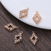 Cubic Zirconia Micro Pave Brass Pendant Rhombus plated DIY & micro pave cubic zirconia gold nickel lead & cadmium free Sold By PC