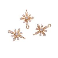 Cubic Zirconia Micro Pave Brass Connector Snowflake plated DIY & micro pave cubic zirconia gold nickel lead & cadmium free Sold By PC