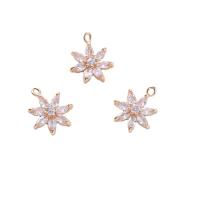 Cubic Zirconia Micro Pave Brass Pendant Flower plated DIY & micro pave cubic zirconia golden nickel lead & cadmium free Sold By PC