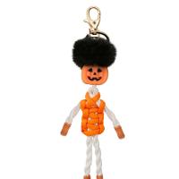 Zinc Alloy Key Clasp with Marten Hair & Polyester Cord & Silicone plated fashion jewelry orange nickel lead & cadmium free 155mm Sold By PC