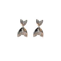 Zinc Alloy Drop Earring Mermaid tail silver color plated Korean style & for woman Sold By Pair