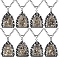 Titanium Stål Halskæde, buddhistiske smykker & forskellige stilarter for valg & for mennesket, 39x53mm, Længde Ca. 27.5 inch, Solgt af PC