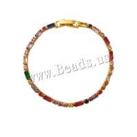 Brass Bracelet & Bangle gold color plated fashion jewelry & micro pave cubic zirconia & for woman multi-colored nickel lead & cadmium free Length Approx 6.69 Inch Sold By PC