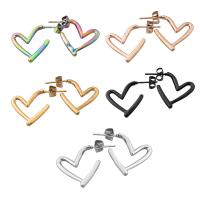 Stainless Steel Stud Earrings, 304 Stainless Steel, Heart, Vacuum Ion Plating, fashion jewelry & for woman, more colors for choice, 21x22mm, Sold By Pair