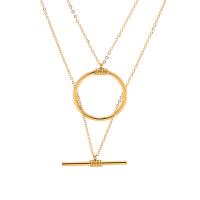 Multi Layer Necklace, 304 Stainless Steel, with 5cm extender chain, Vacuum Ion Plating, Double Layer & fashion jewelry & for woman, golden, Length:Approx 40 cm, Approx 50 cm, Sold By PC